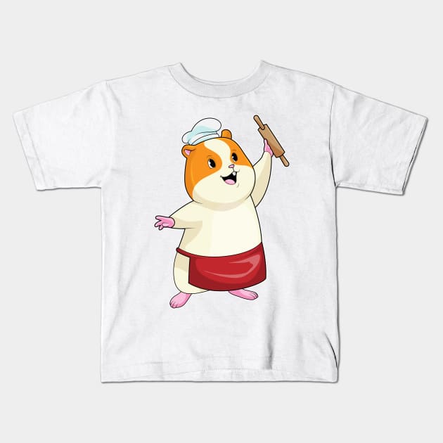 Hamster as Baker with Rolling pin Kids T-Shirt by Markus Schnabel